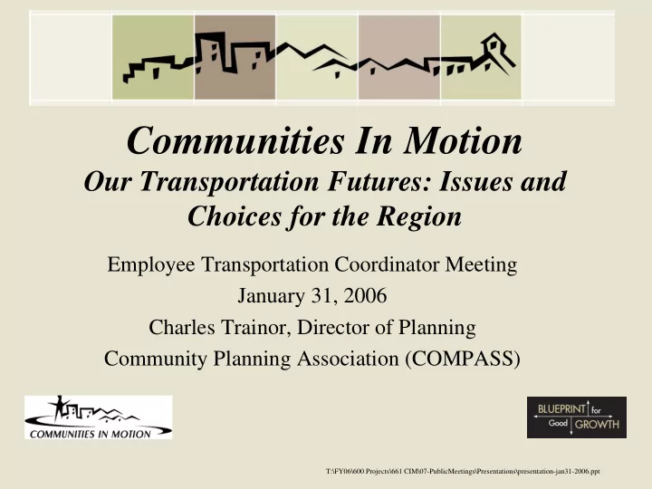 communities in motion