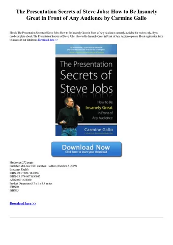 The Presentation Secrets of Steve Jobs: How to Be Insanely  Great in Front of Any Audience by