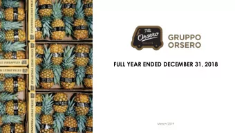 FULL YEAR ENDED DECEMBER 31, 2018  March 2019  DISCLAIMER  This document (the Document) was