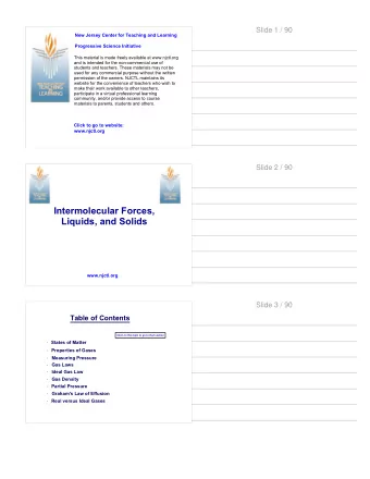Intermolecular Forces,  Liquids, and Solids  www.njctl.org  Slide 3 / 90  Table of Contents  Click