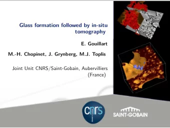 Glass formation followed by in-situ  tomography  E. Gouillart  M.-H. Chopinet, J. Grynberg, M.J.