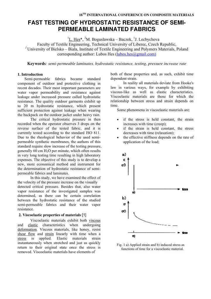 fast testing of hydrostatic resistance of semi permeable