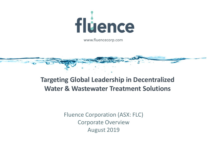 targeting global leadership in decentralized water