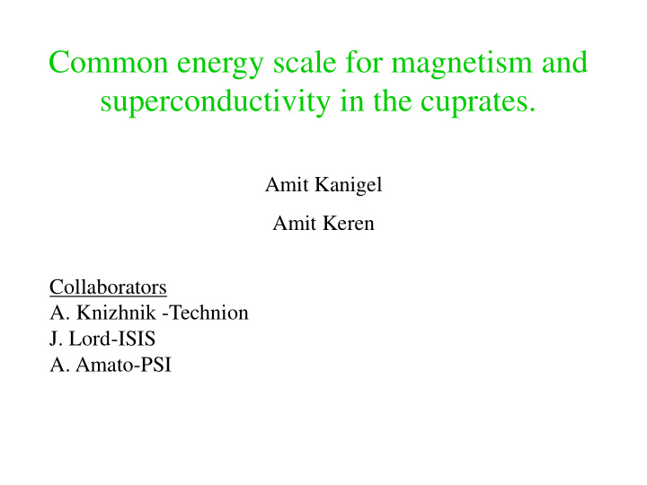 common energy scale for magnetism and