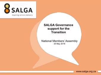 National Members Assembly 20 May 2016  www.salga.org.za  Background   SALGA NEC in November