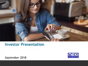 Investor Presentation  September 2018  1 D ISCLAIMER  Important notice  You must read the following