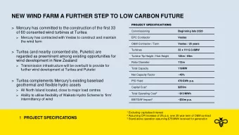 NEW WIND FARM A FURTHER STEP TO LOW CARBON FUTURE  PROJECT SPECIFICATIONS  &gt; Mercury has