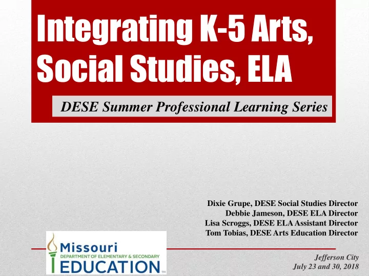 integrating k 5 arts social studies ela