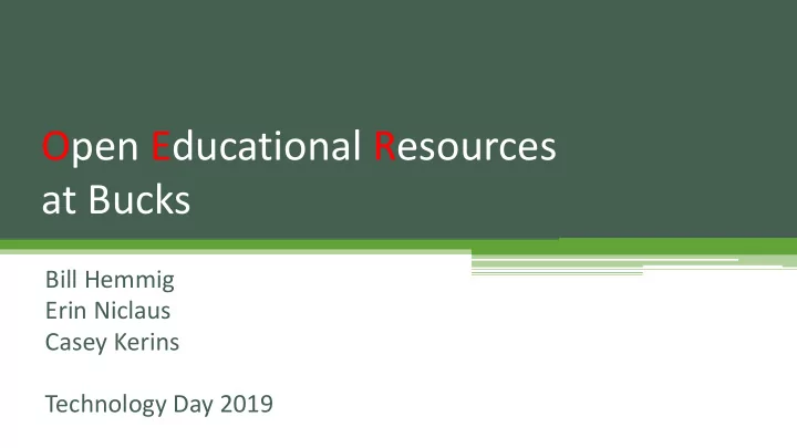 open educational resources at bucks