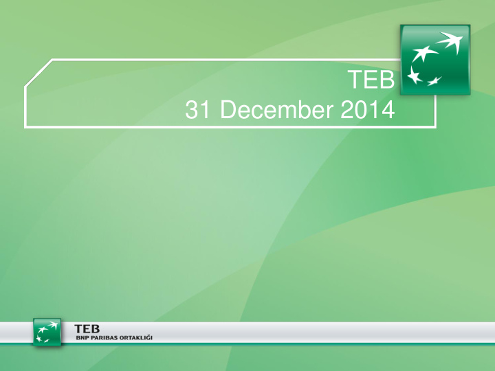 teb 31 december 2014 summary balance sheet