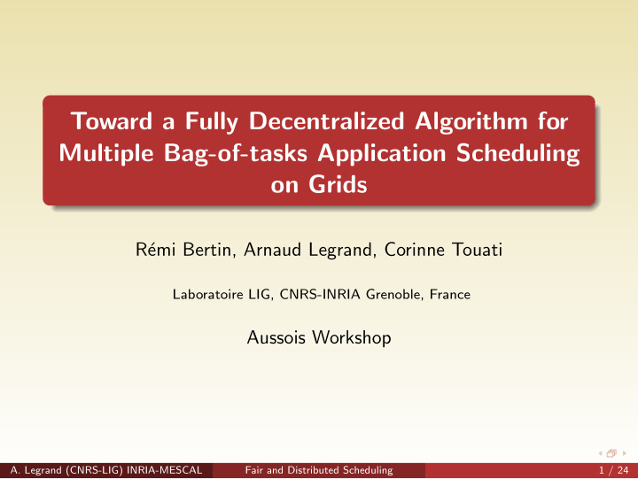 toward a fully decentralized algorithm for multiple bag