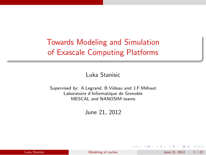towards modeling and simulation of exascale computing