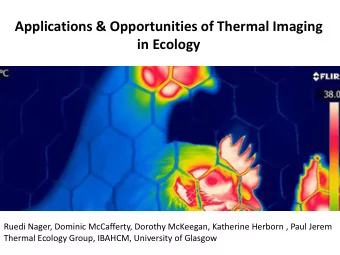 in Ecology  Ruedi Nager, Dominic McCafferty, Dorothy McKeegan, Katherine Herborn , Paul Jerem