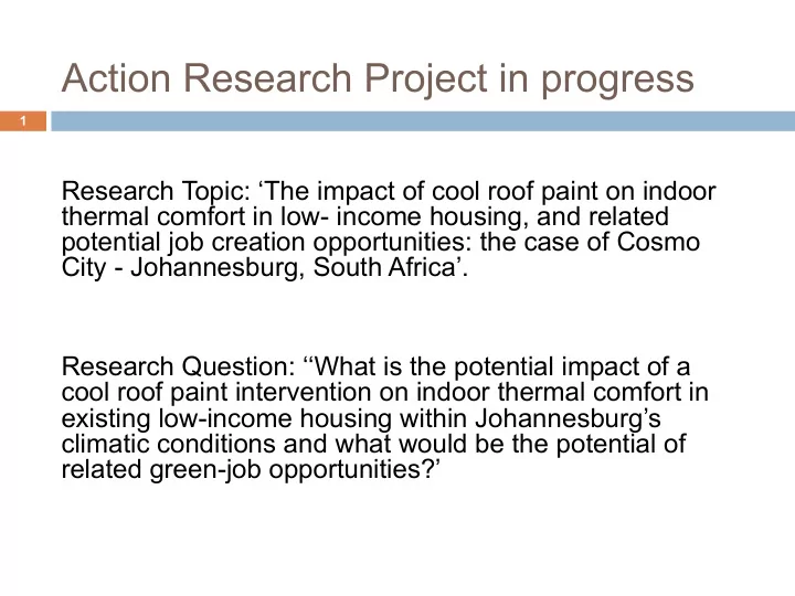action research project in progress