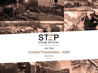 Investor Presentation - AGM  May 2019  Disclaimer  The information contained in this presentation
