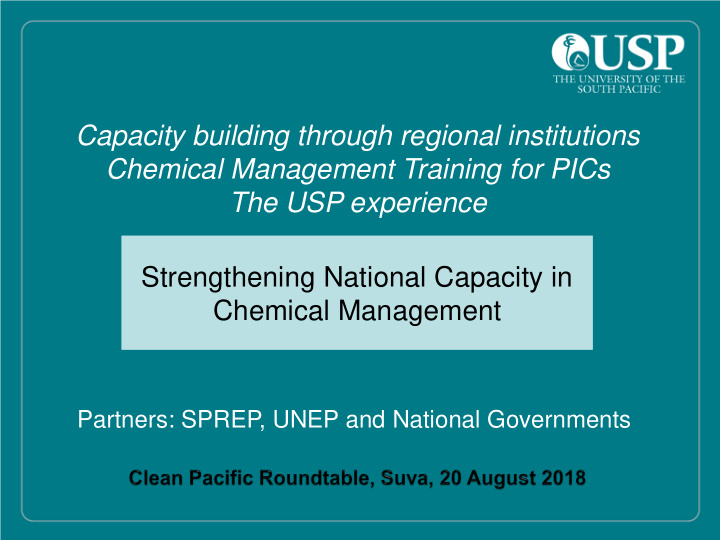 capacity building through regional institutions chemical