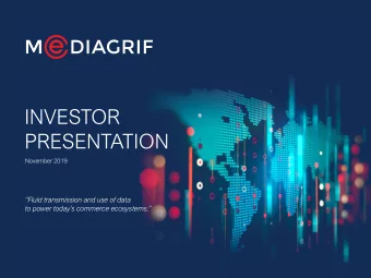 INVESTOR  PRESENTATION  November 2019  Fluid transmission and use of data  to power todays