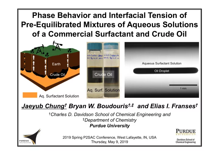 phase behavior and interfacial tension of pre