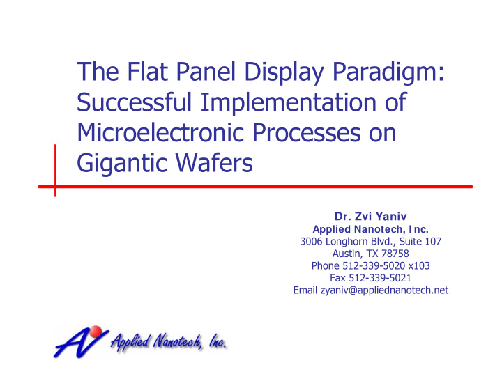 the flat panel display paradigm successful implementation