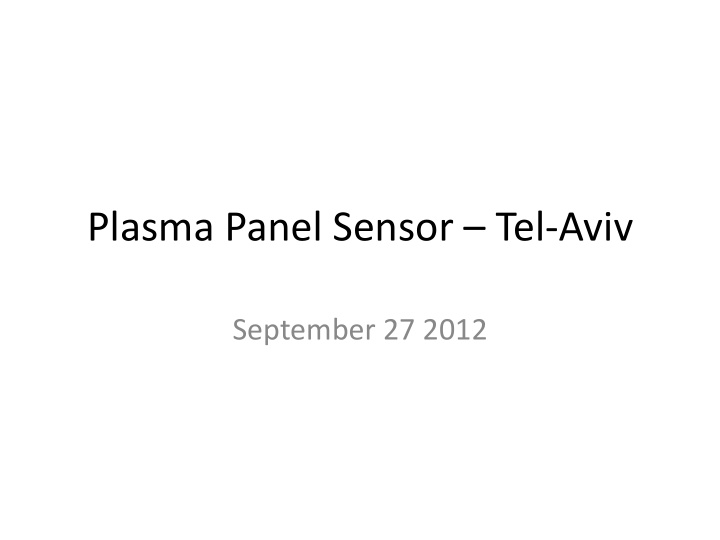 plasma panel sensor tel aviv