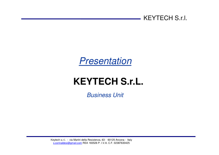 presentation keytech s r l keytech s r l