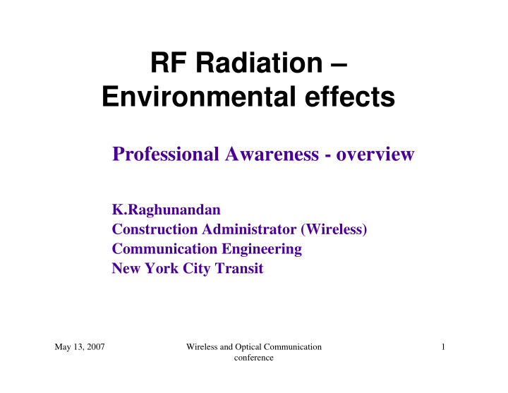 rf radiation environmental effects