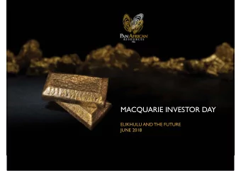 MACQUARIE INVESTOR DAY  ELIKHULU AND THE FUTURE  JUNE 2018  DISCLAIMER  The name 'Presenter' refers