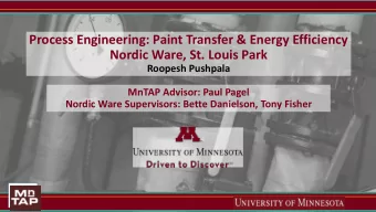 Process Engineering: Paint Transfer &amp; Energy Efficiency  Nordic Ware, St. Louis Park  Roopesh