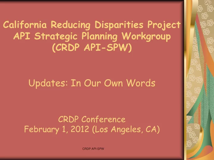 crdp api spw