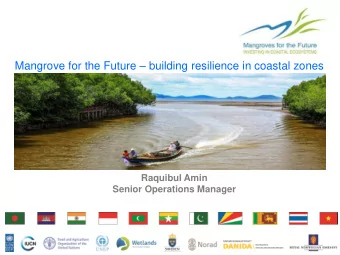 Mangrove for the Future  building resilience in coastal zones  Mapping and natural resources