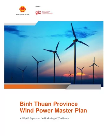 Binh Thuan Province  Wind Power Master Plan  MOIT/GIZ Support to the Up-Scaling of Wind Power  2