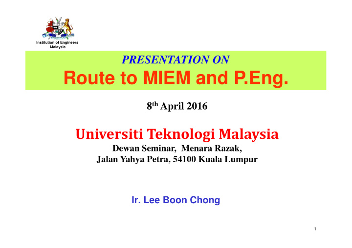 route to miem and p eng