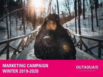 WINTER 2019-2020  MARKETING  STRATEGY  2019-2020  MARKETING OBJECTIVES  PLAN DE LA PRSENTATION