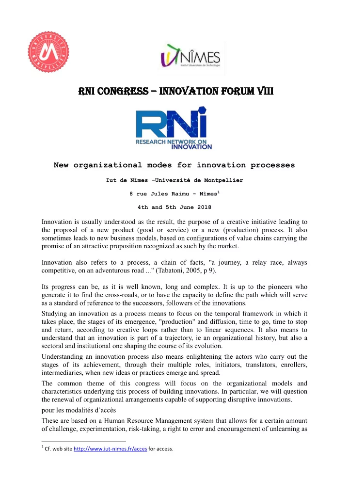 rn rni cong congre ress ss innova innovation tion fo