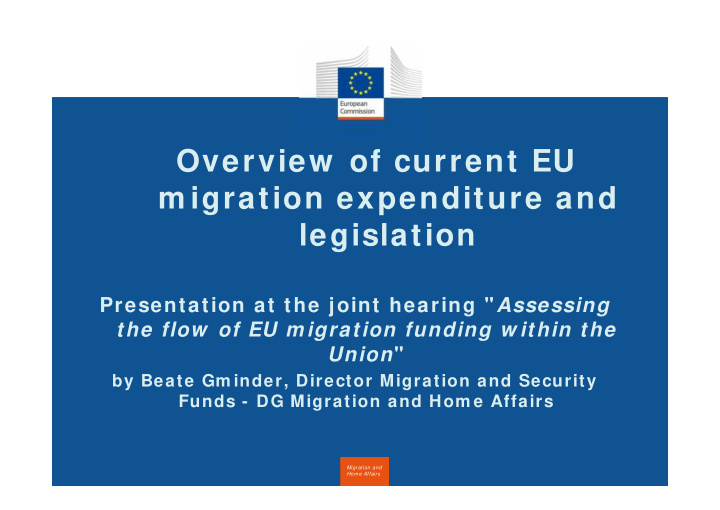 overview of current eu m igration expenditure and