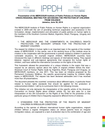 Presentation of the MERCOSUR Institute of Public Policies on Human Rights  CROSS-REGIONAL MEETING