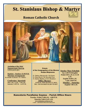 Roman Catholic Church  Anointing of the Sick/  Priests  Namaszczenie Chorych  of the Congregation