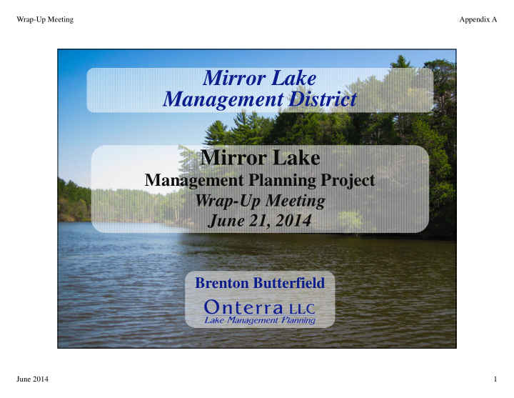 mirror lake management district mirror lake