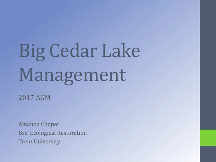big cedar lake management