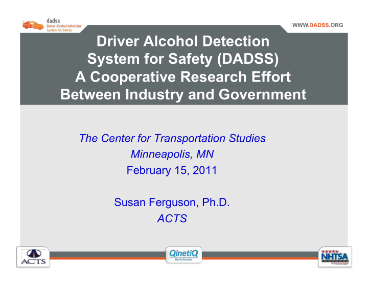 driver alcohol detection system for safety dadss a