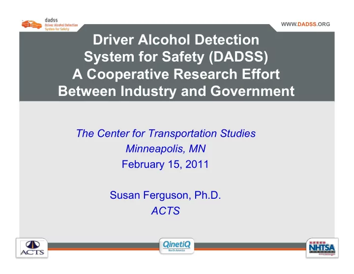 driver alcohol detection system for safety dadss a