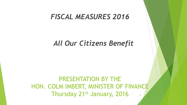 all our citizens benefit presentation by the hon colm