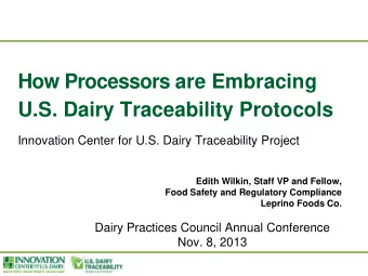 How Processors are Embracing U.S. Dairy Traceability Protocols  Innovation Center for U.S. Dairy