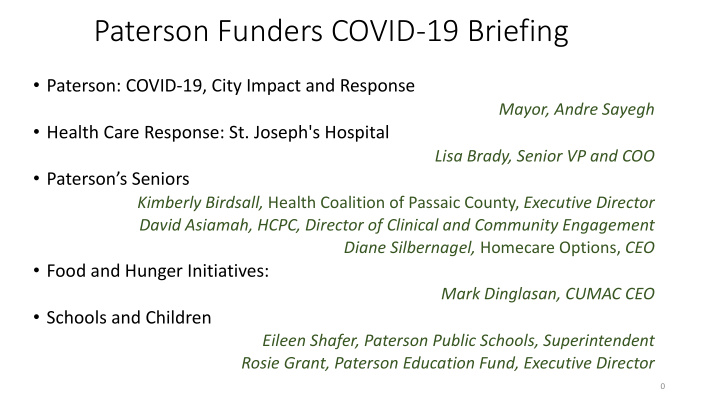 paterson funders covid 19 briefing