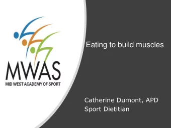 Eating to build muscles  Catherine Dumont, APD  Sport Dietitian  How to apply healthy eating to