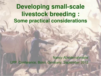 Developing small-scale  livestock breeding :  Some practical considerations  Nancy Abeiderrahmane