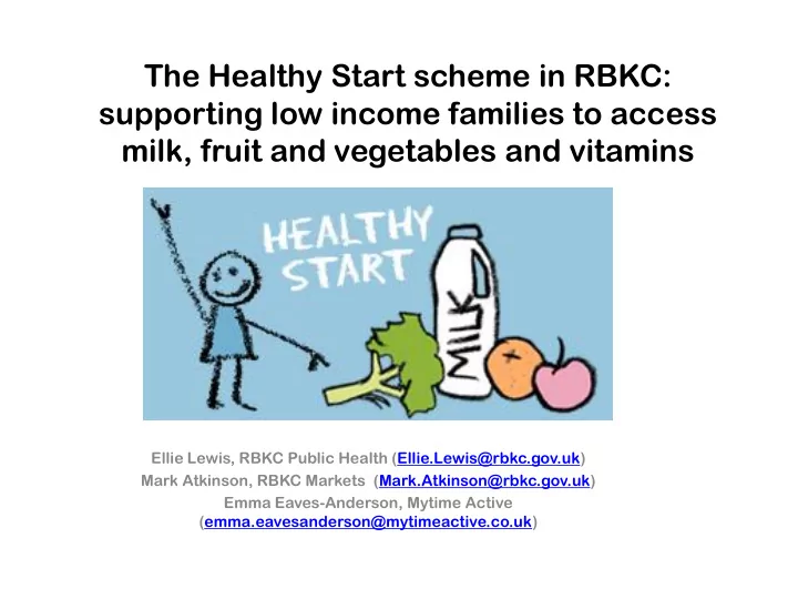 the healthy start scheme in rbkc