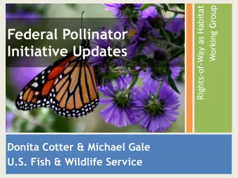Federal Pollinator  Initiative Updates  Donita Cotter &amp; Michael Gale  U.S. Fish &amp; Wildlife