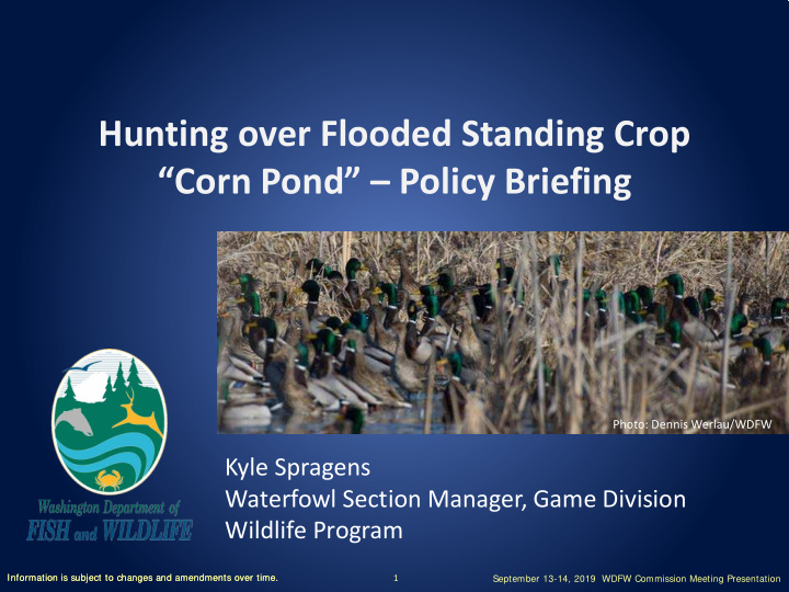 hunting over flooded standing crop corn pond policy