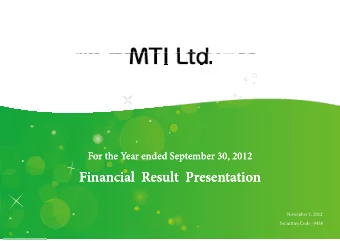 Financial  Resu  Financial  Resu  lt  Presentation  lt  Presentation  November 1 2012  November 1,